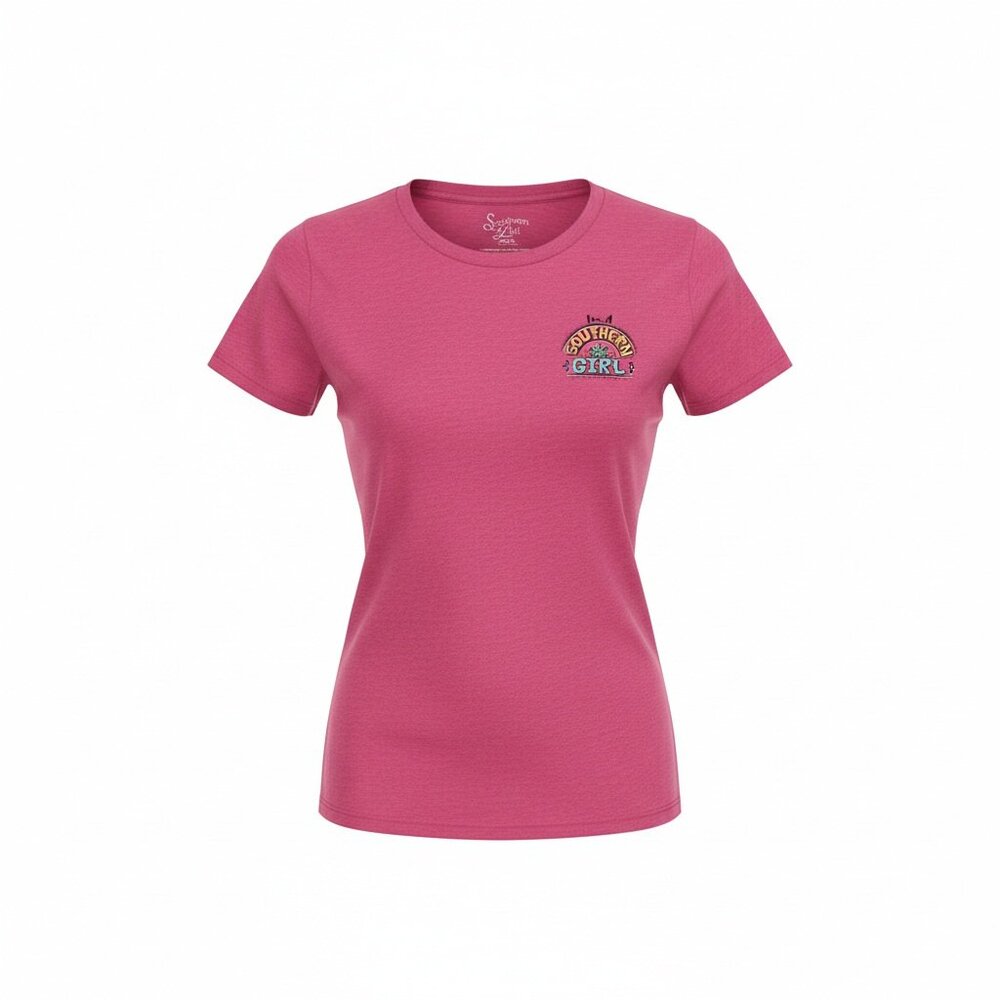 Southern Girl Cow 'We Herd That" County Cowgirl Pink Graphic Tshirt Sz L